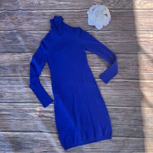 Royal Blue Turtleneck Sweater Dress Women’s Size M Long Sleeve Knit Bodycon